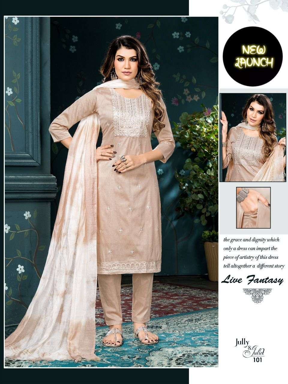 S3forever jully%20And%20Juliet fabric silk embroidery work white foil print kurti silk fabric fancy pant chiffon double dying dupatta 01 0 2022 10 15 16 21 51