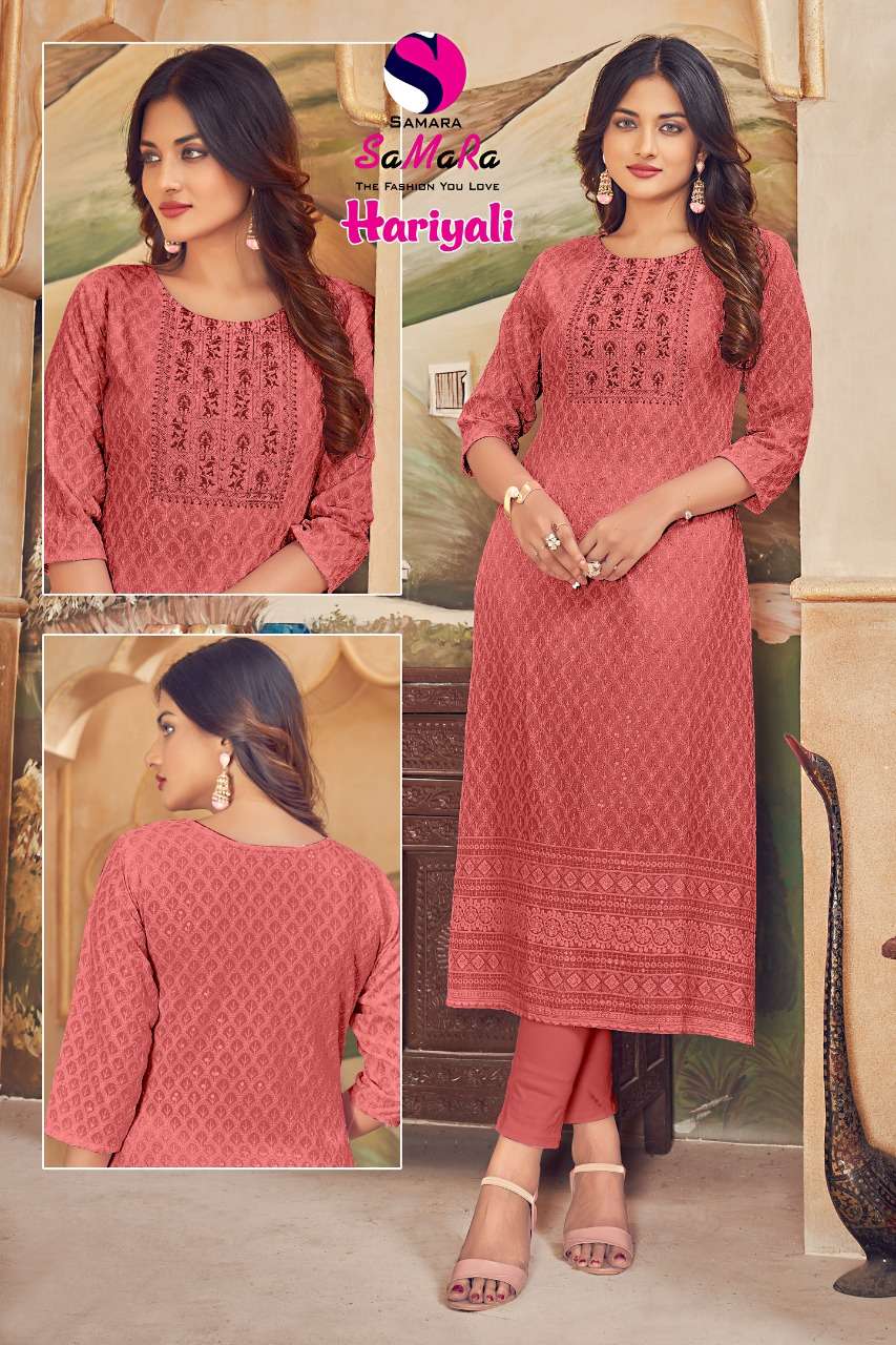 Samara-hariyali-fabric-rayon-shiffli-work-front-back-work-with-neck-work-long-fancy-kurti-1008