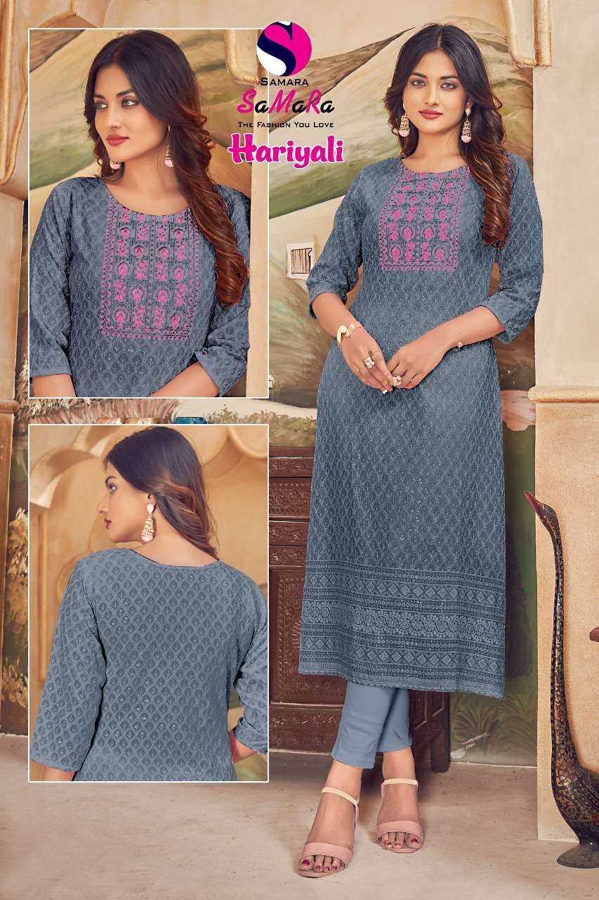 Samara-hariyali-fabric-rayon-shiffli-work-front-back-work-with-neck-work-long-fancy-kurti-1011