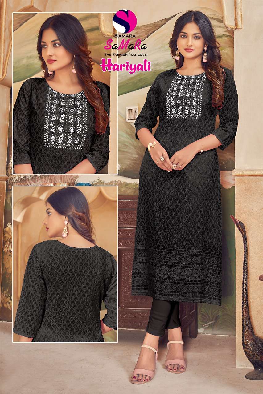 Samara-hariyali-fabric-rayon-shiffli-work-front-back-work-with-neck-work-long-fancy-kurti-1012
