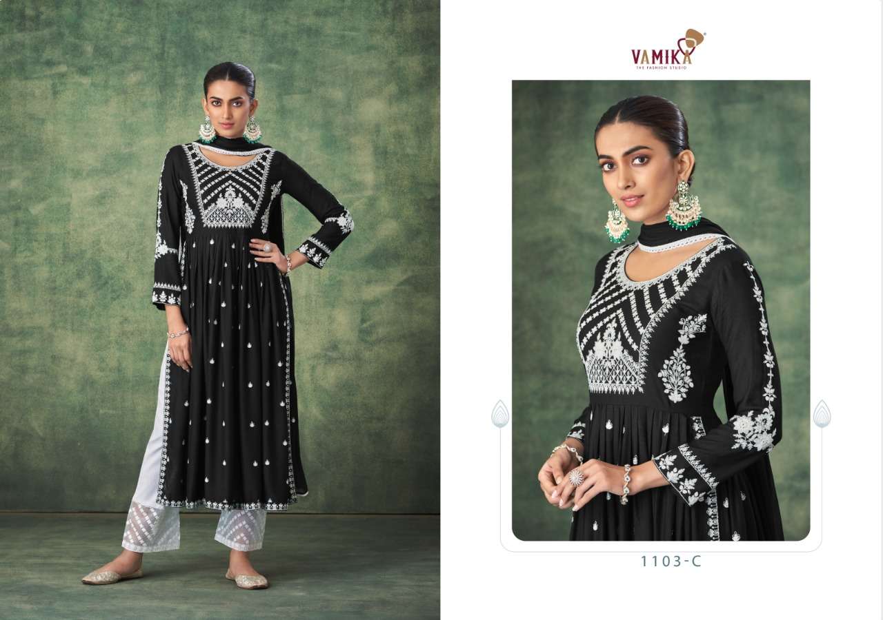 Vamika-aadhira-fabric-pure-rayon-viscose-embroidery-Work-long-kurti-cotton-lycra-tissu-net-work-pant-Nazmin-4side-border-gpu-less-dupatta-1103-C