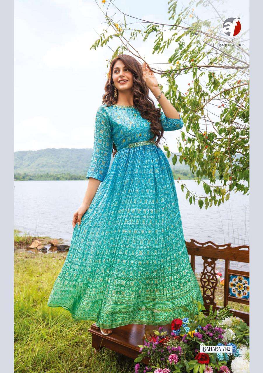 Af-Bahara-Pure-Georgette-Satin-Strip-Laheriya-Bandhani-Print-Hand-Work-Long-Gown-Kurti-Hand-Work-Belt-7142
