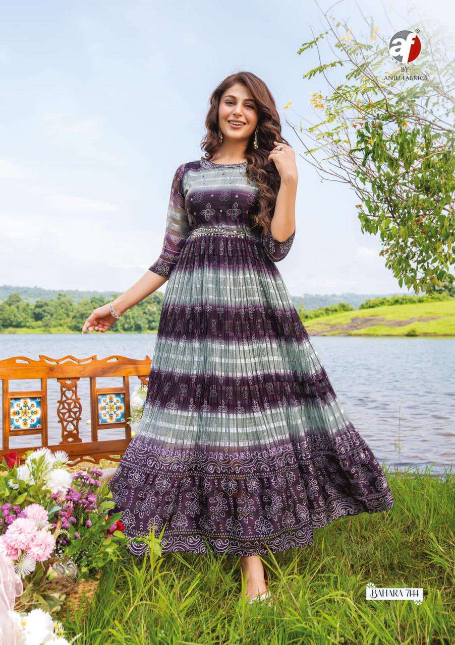 Af-Bahara-Pure-Georgette-Satin-Strip-Laheriya-Bandhani-Print-Hand-Work-Long-Gown-Kurti-Hand-Work-Belt-7144