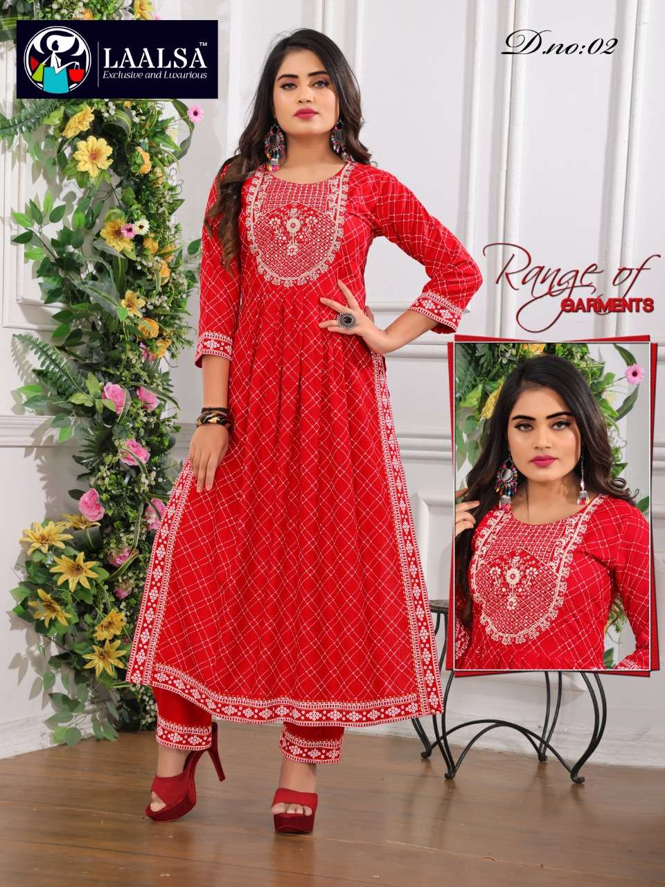 TM textile Women Trending Naira Cut Rayon Floral Kurti with Pant