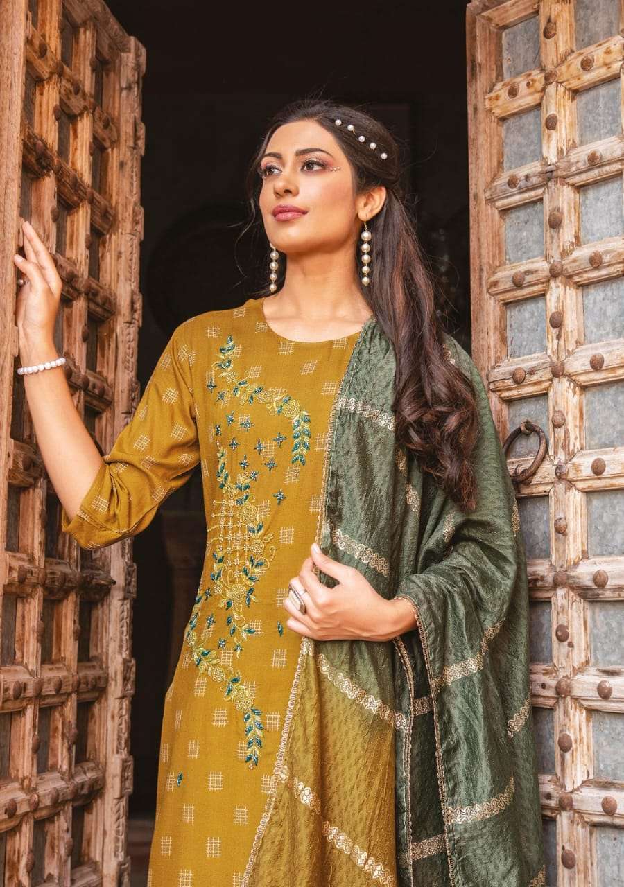BOMBAY BEAUTY VOL-3 BY KARISSA BRAND VISCOSE PURE FANCY WEAVING THREAD WITH  HANDWORK KURTI WITH RAYON SLUB LYCRA STRETCHABLE PANT AND HEAVY NYLON  VISCOSE WITH MIRROR WORK DUPATTA WHOLESALE AND DEALER