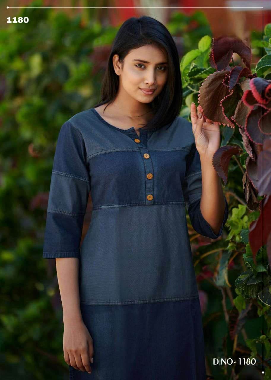 Gosiya Exports » SPARROW KUMB SPARKER WASHED DENIM KURTIS WHOLESALE  SUPPLIER DEALER BEST RATE BY GOSIYA EXPORTS SURAT