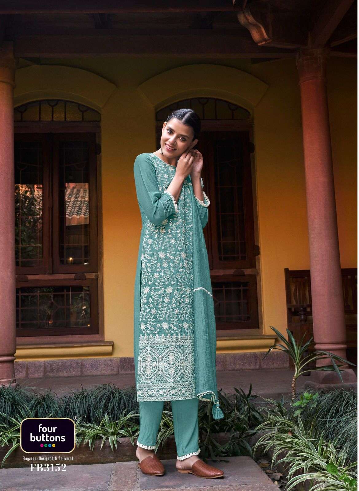 Pearl work long hormonal kurtis