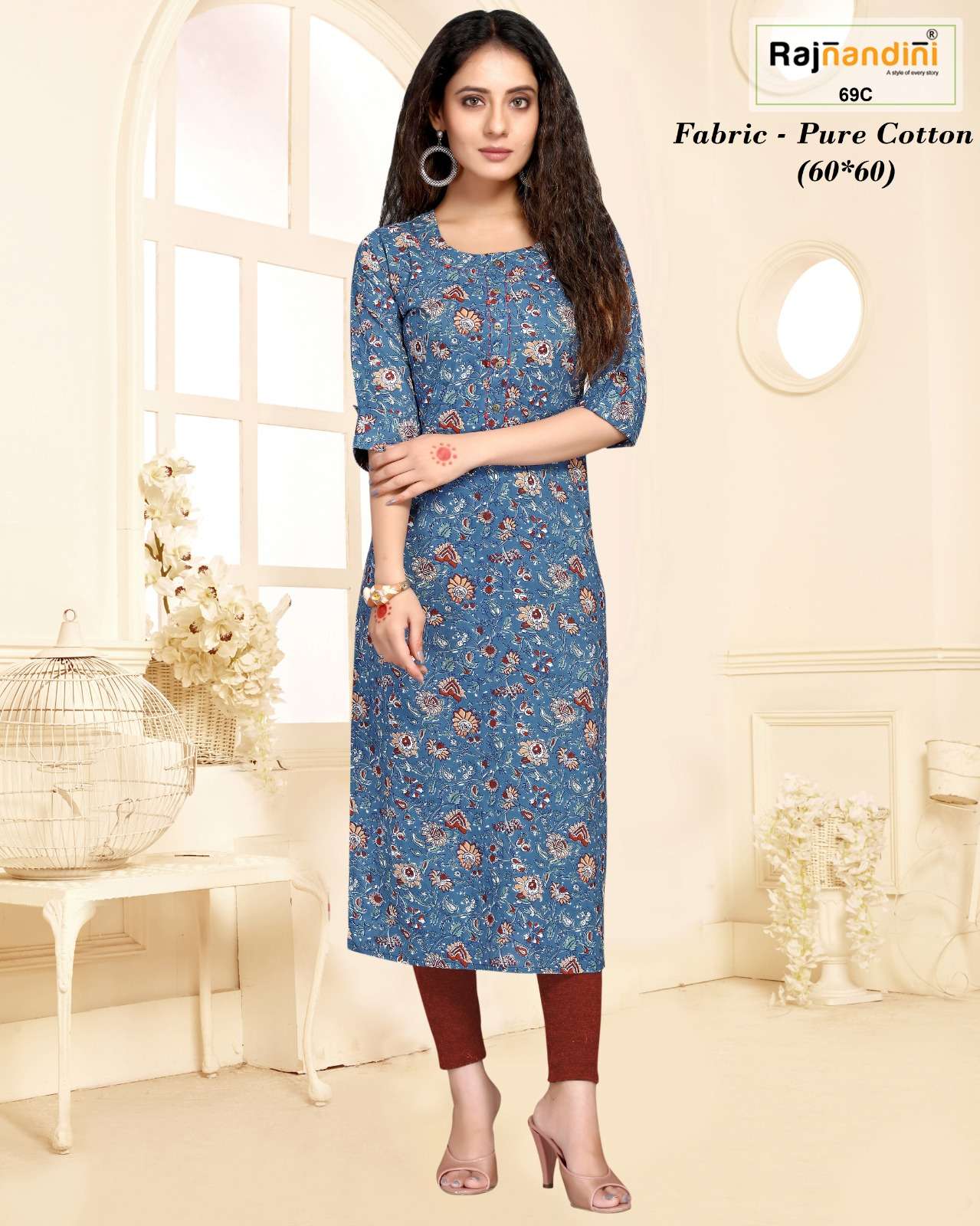 THE LIBAS COLLECTION RED PURE COTTON READYMADE KURTI ONLINE - The Libas  Collection
