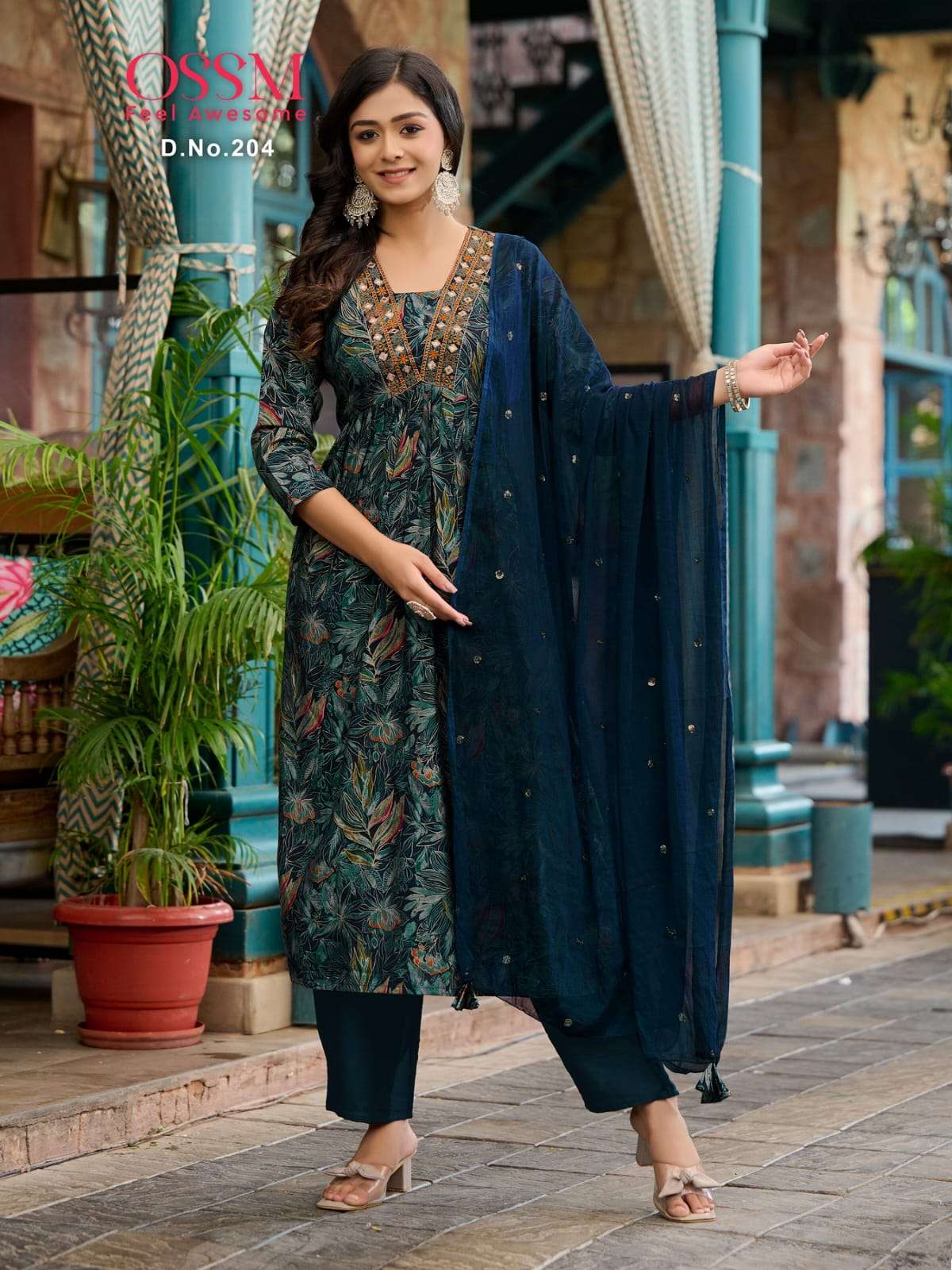 Indira 23147 Chanderi Kurti pant Dupatta Set Collection